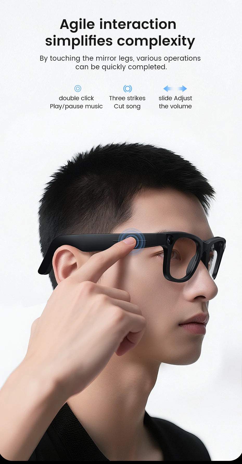 Smart Glasses HD Camera Anti-Shake Noise Reduction