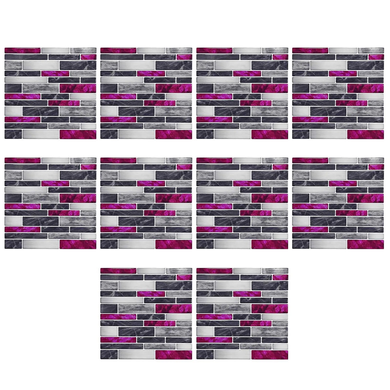 Free Shiping Self Adhesive 3d Tile Stickers 10 Sheets Kitchen Bathroom Wall Decor For Tile Waistline Kitchen Living Room