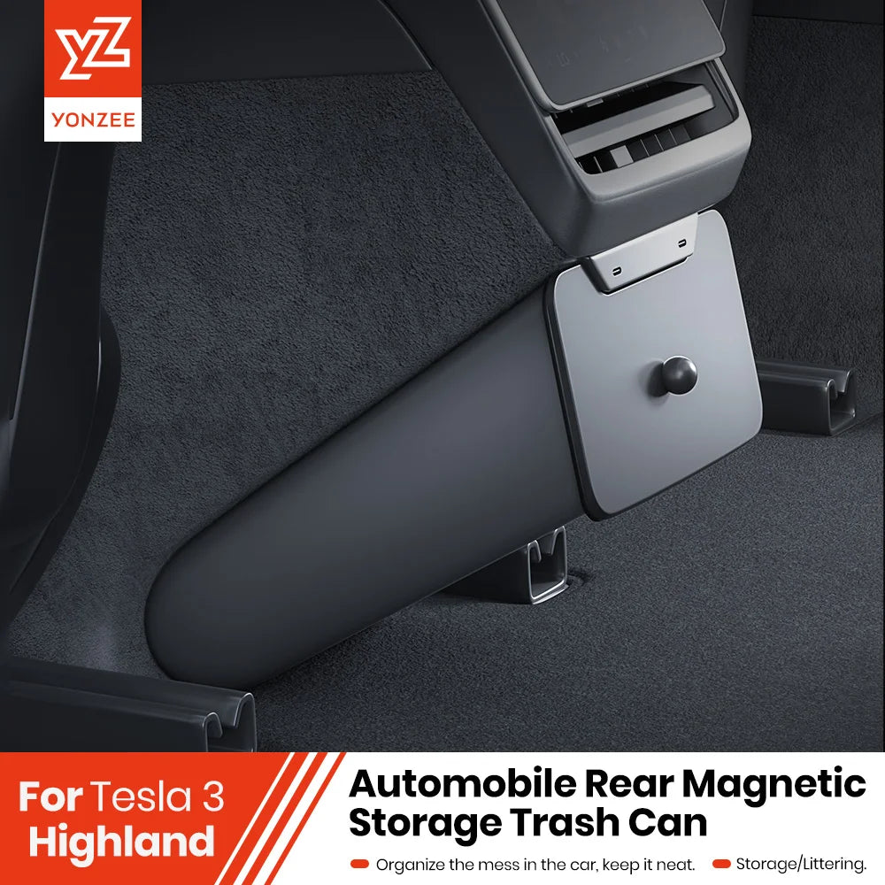 YZ Rear Seat Trash Can For Tesla Model 3 Y Highland Juniper Rear Interior Storage Box Magnetic garbage bin Car Accessories - Daisan Mart