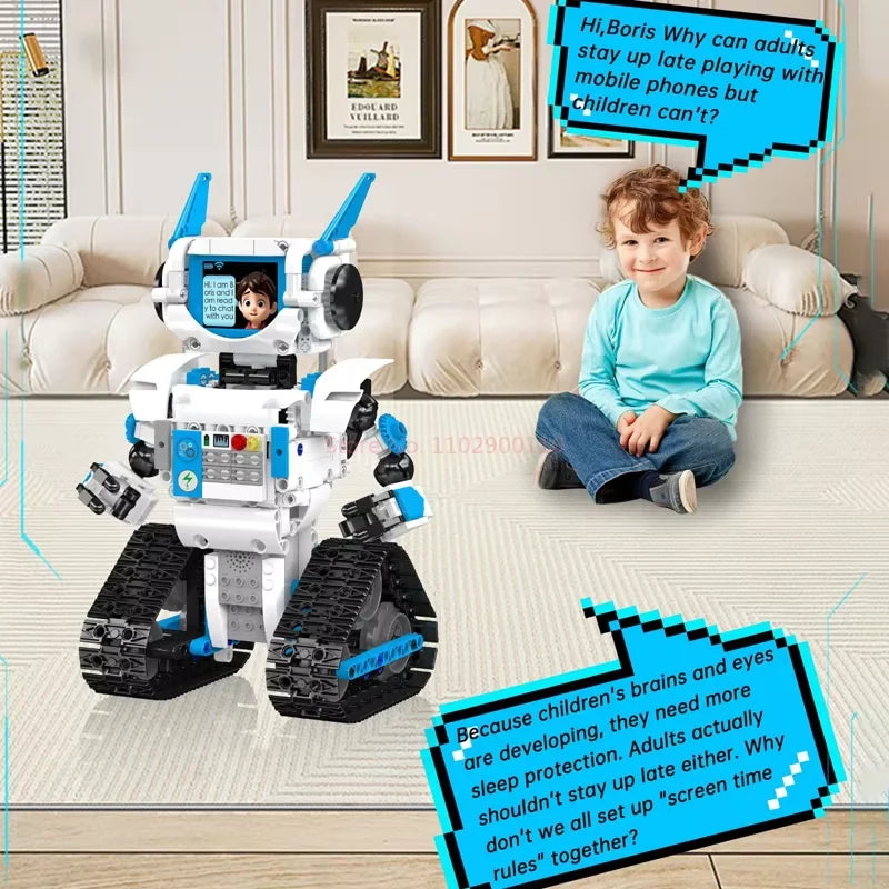 AI intelligent robot building block assembly model toy dialogue interactive voice boy gift RC robot - Daisan Mart