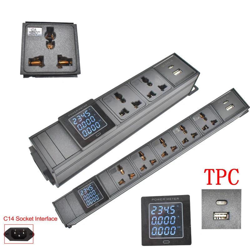 Ổ Cắm PDU Đa Năng 10A Có Đo Điện Áp & USB TPC