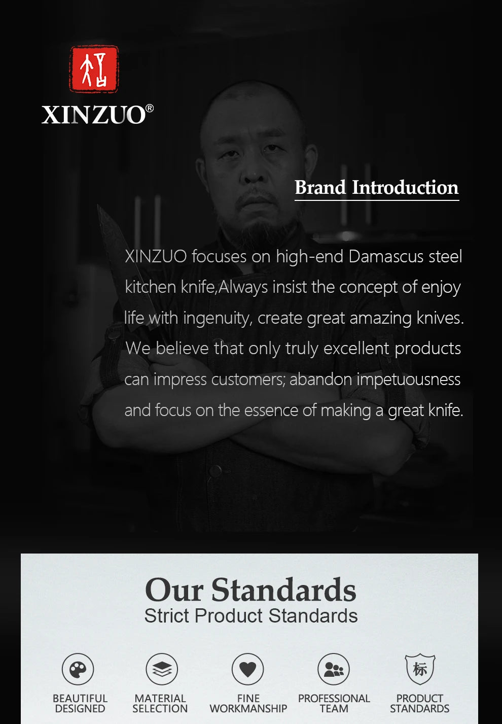 Bộ Dao Nhà Bếp XINZUO 6 Món - Thép Không Gỉ Cao Cấp