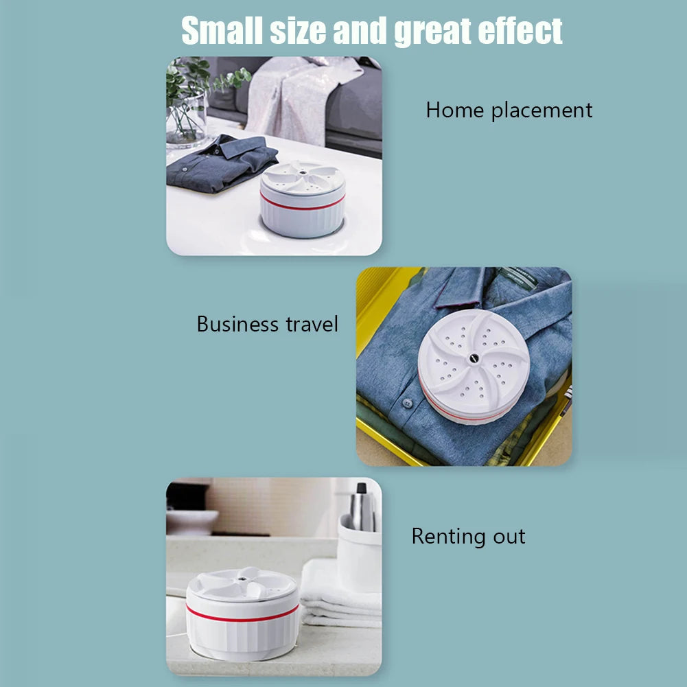 Máy Giặt Mini Siêu Âm USB Du Lịch Đa Năng Turbo