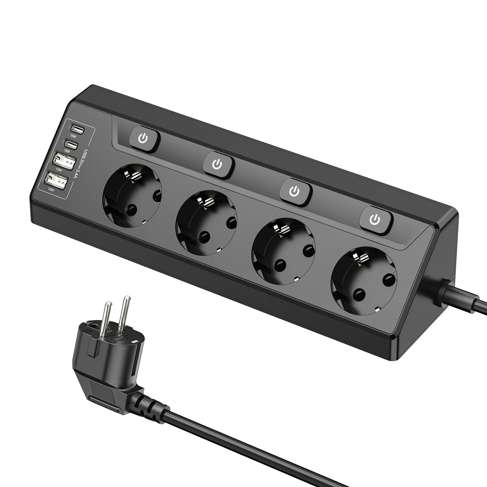 Ổ Cắm Đa Năng EU 4 Lỗ, 2 USB, 2 Type-C, Công Tắc Riêng - Daisan Mart