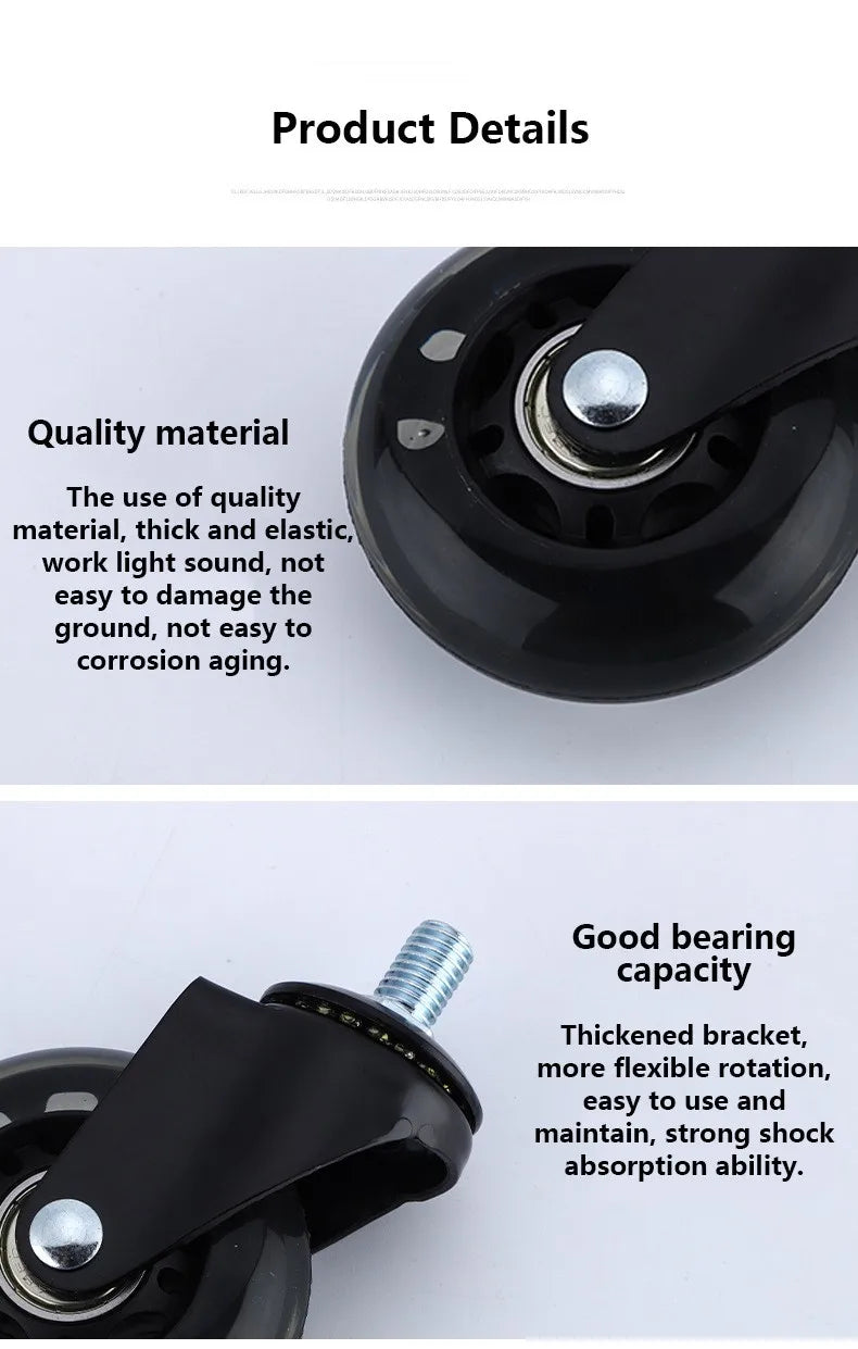 2.5 Inch Multi-Purpose PU Trolley Wheels, 5 Sets, M6/8/10 Shaft