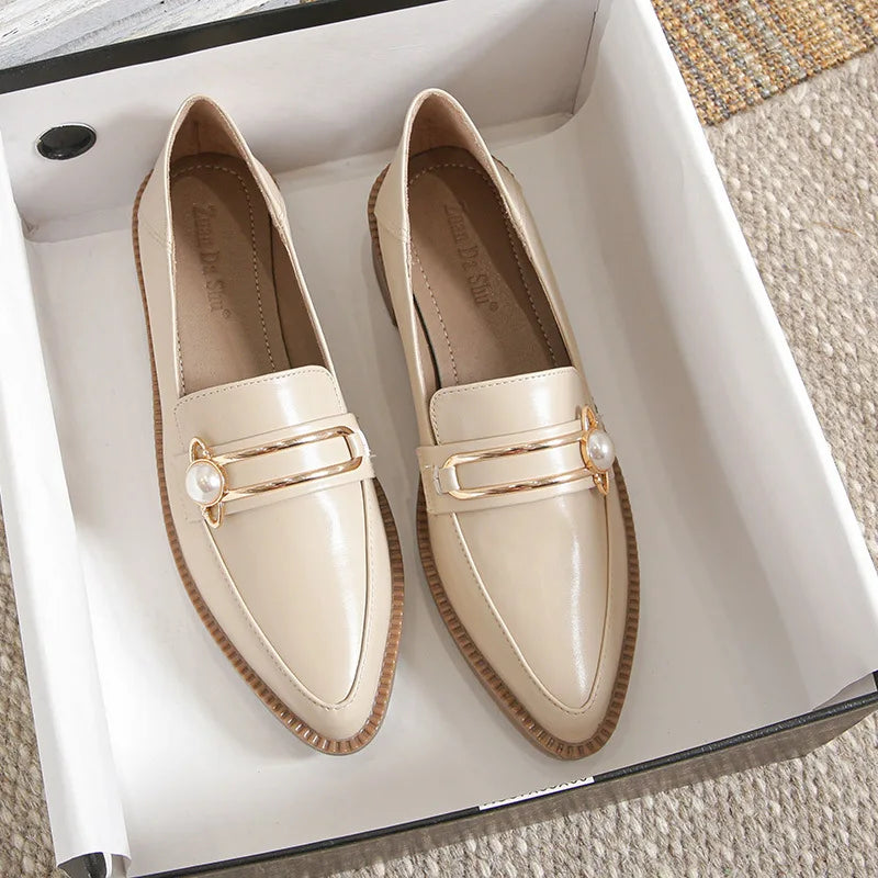 Women's Pointed Toe Chain Platform Slip-on Loafers