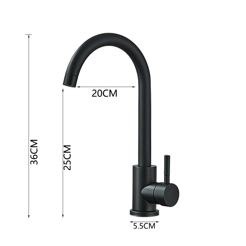 Matte Kitchen Faucet Deck Sinks Faucet High Arch 360 Degree Swivel Cold Hot Mixer Water Tap - Daisan Mart