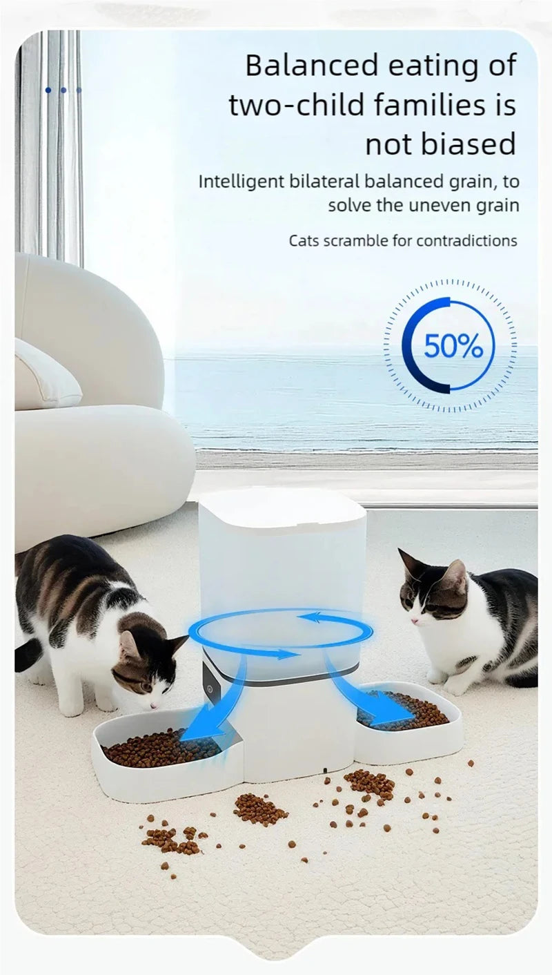 New 6L automatic pet feeder with adjustable camera and cat food intelligent back-to-back feeding machine