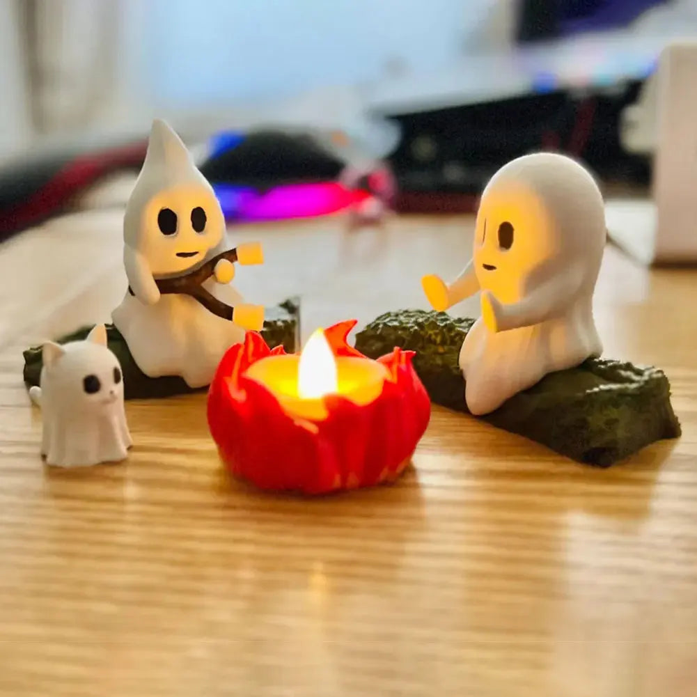 3D LED Ghost Campfire Lamp Cute Halloween Decoration
