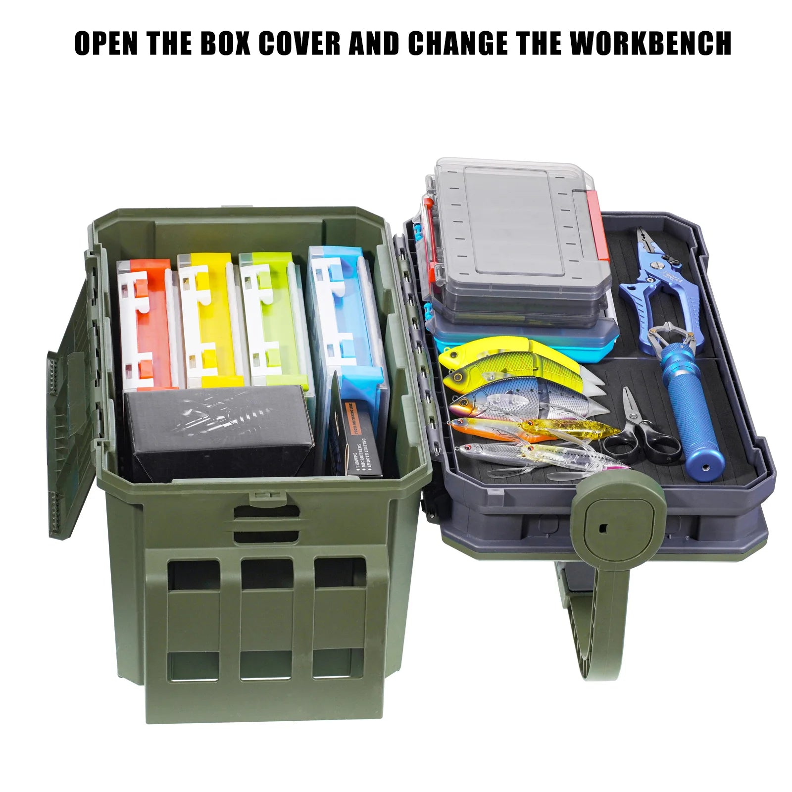 19.5L Multi-Function Fishing Box with Rod Holder &amp; Cup