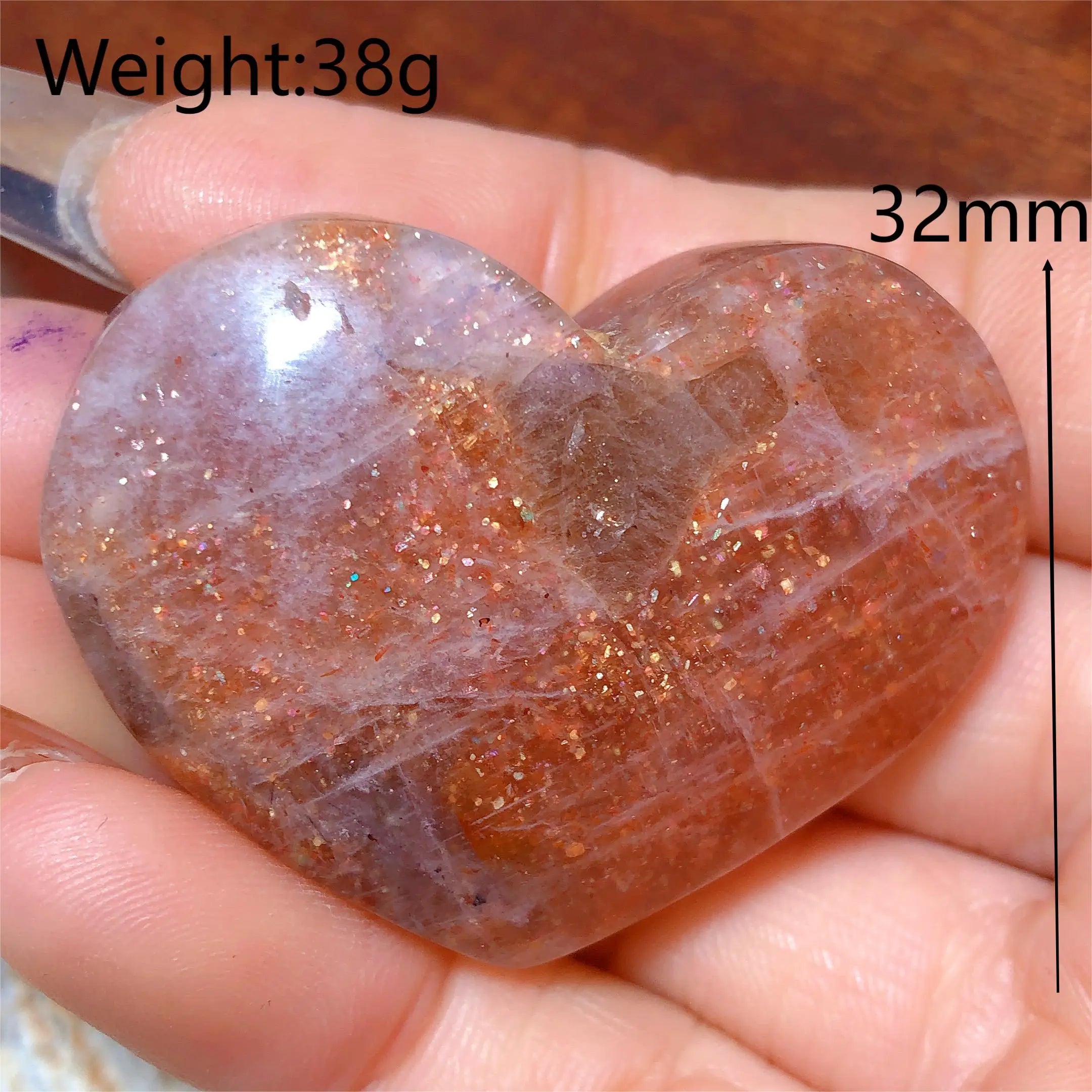 Natural Sunstone Heart Shaped Healing Decoration