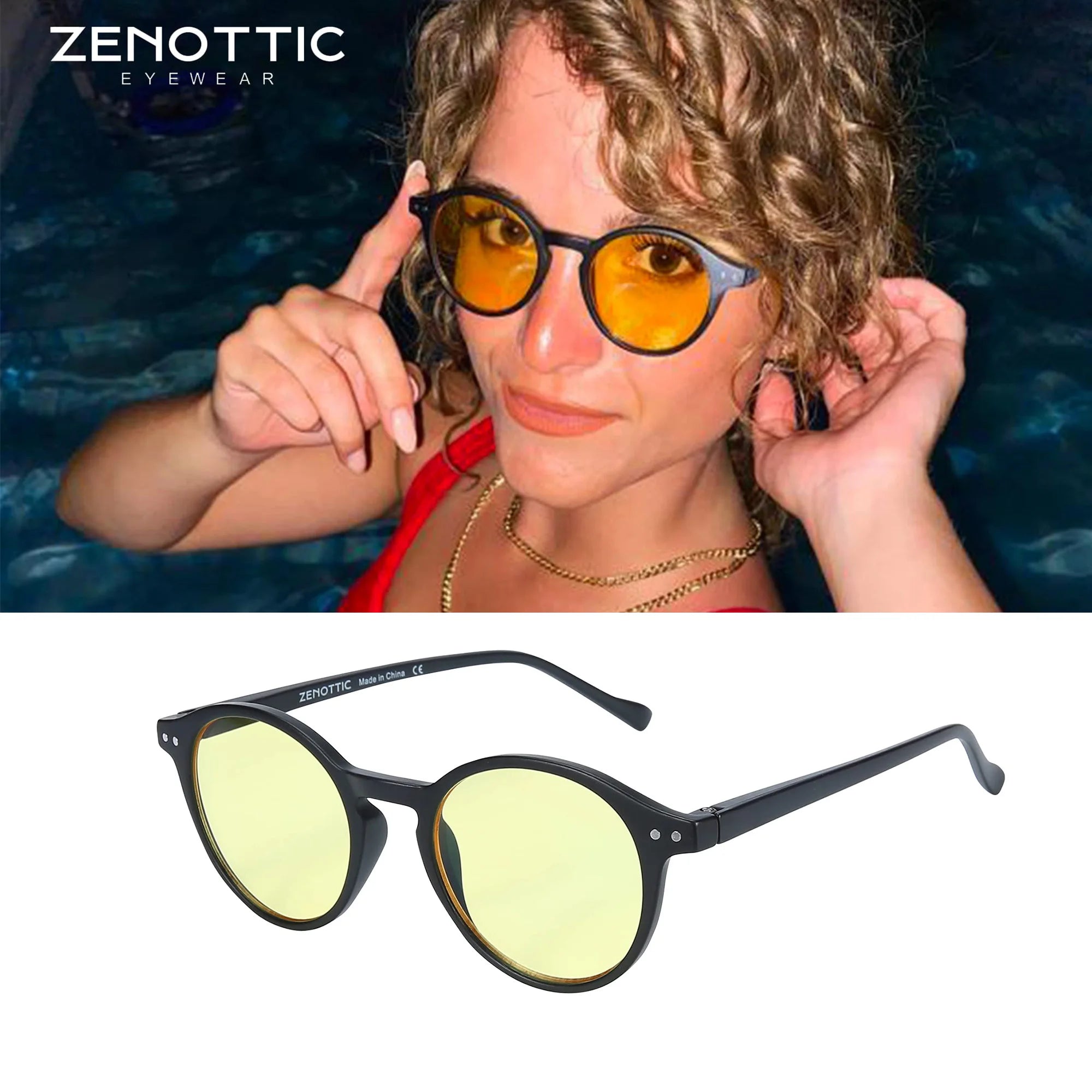 Kính Mát ZENOTTIC Retro Tròn Unisex Chống UV400