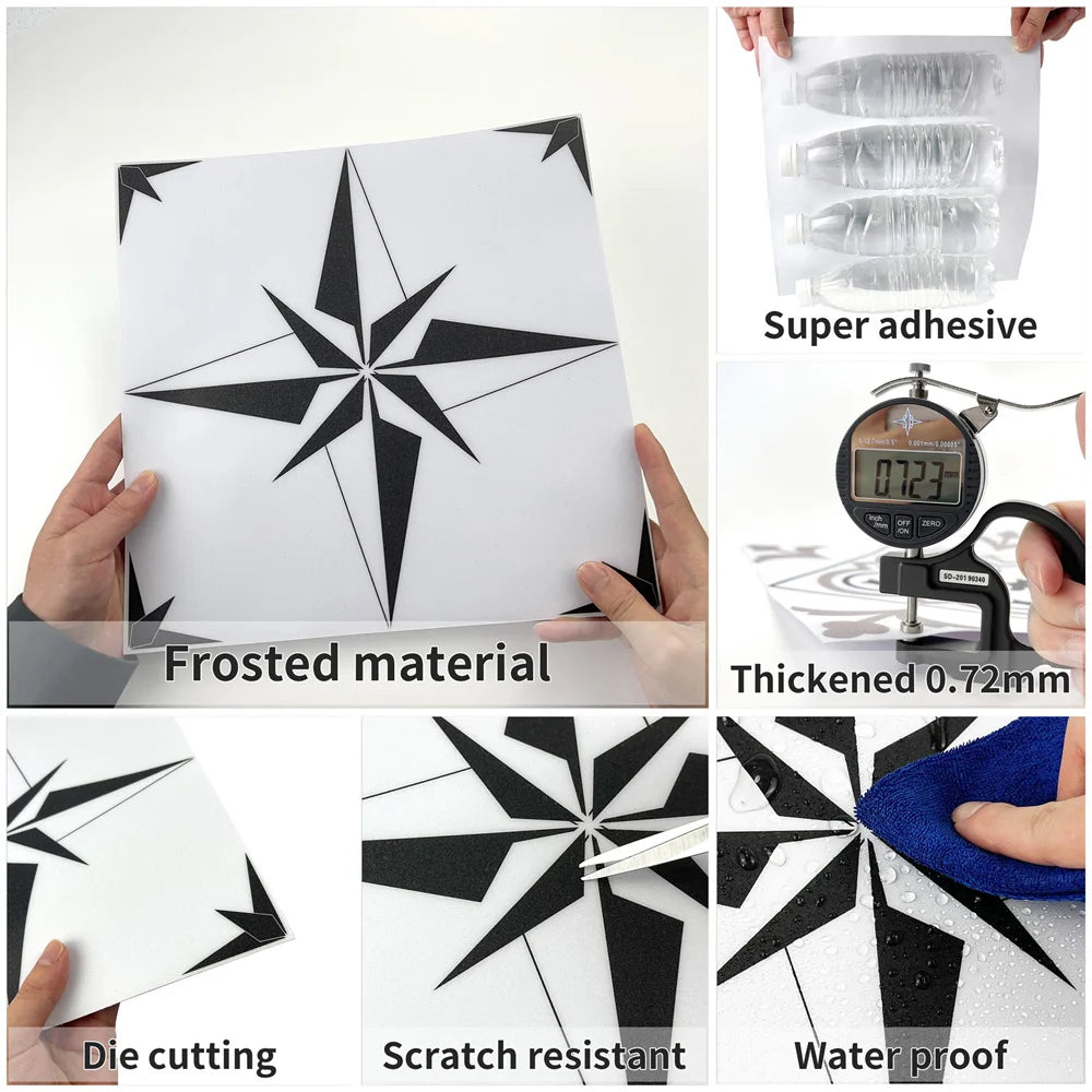Black And White Mosaic Tiles Marble Texture Floor Sticker Kitchen Floor Renovation Decorative Stickers Self-adhesive Wallpaper