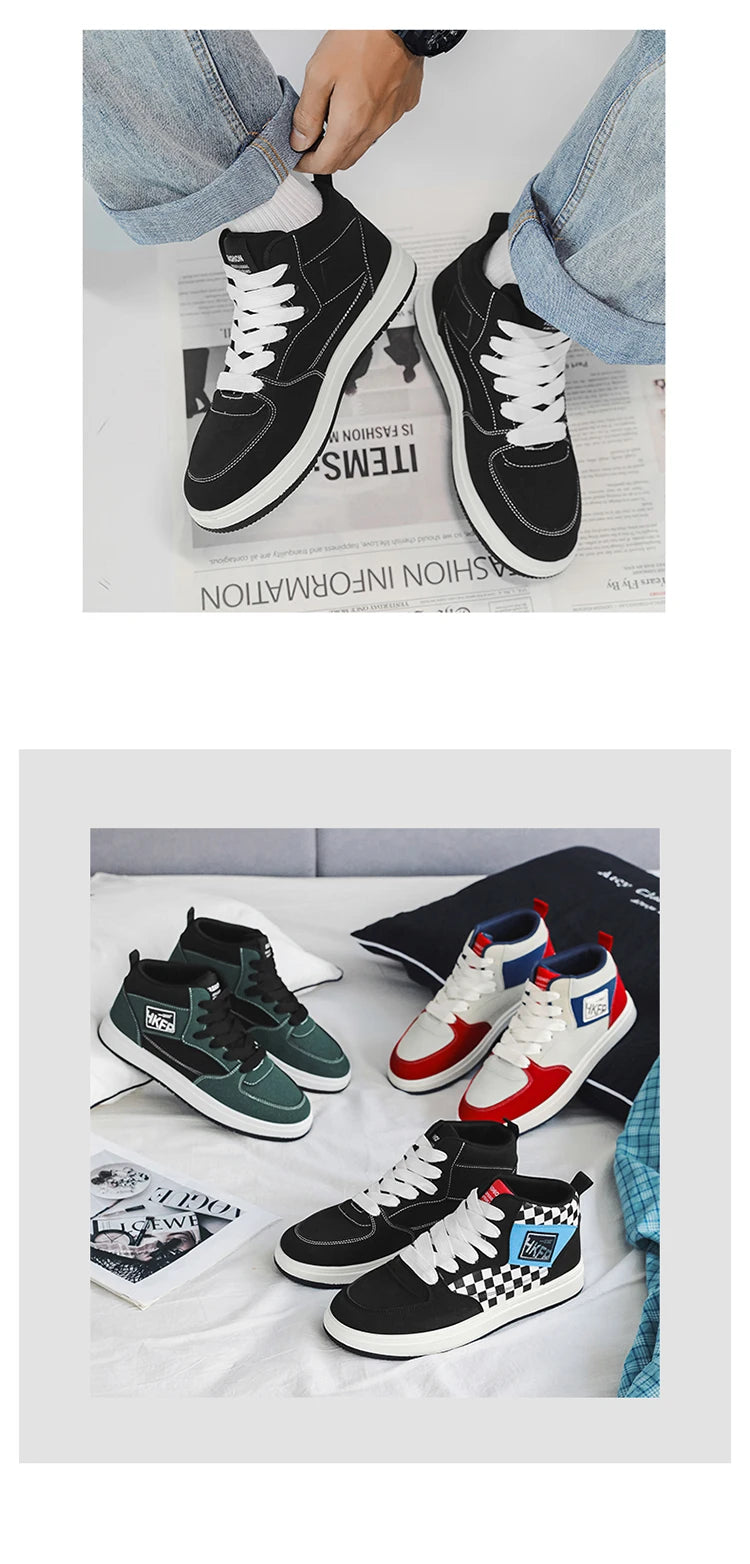 Men's Leopard Print Skater High Top Shoes