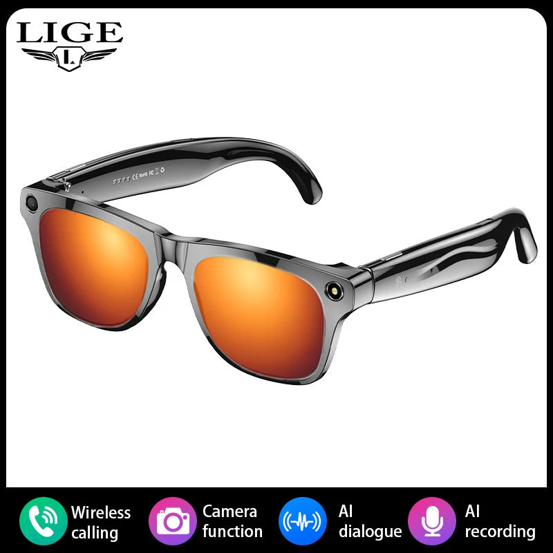 LIGE AI Smart Glasses: Bluetooth Calling, Camera, Music