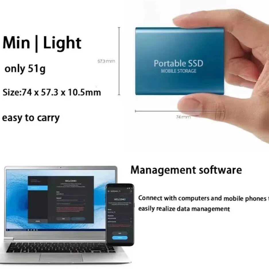 Ổ Cứng SSD Di Động 16TB Tốc Độ Cao USB 3.0 Type C - Daisan Mart
