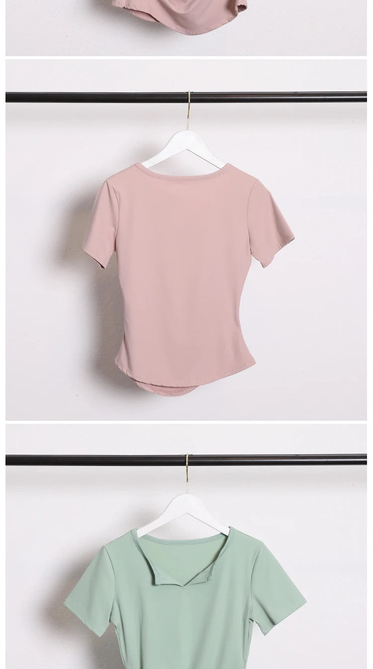 Sexy Fashion Women's Bodycon Gym Shirt with Chest Pad