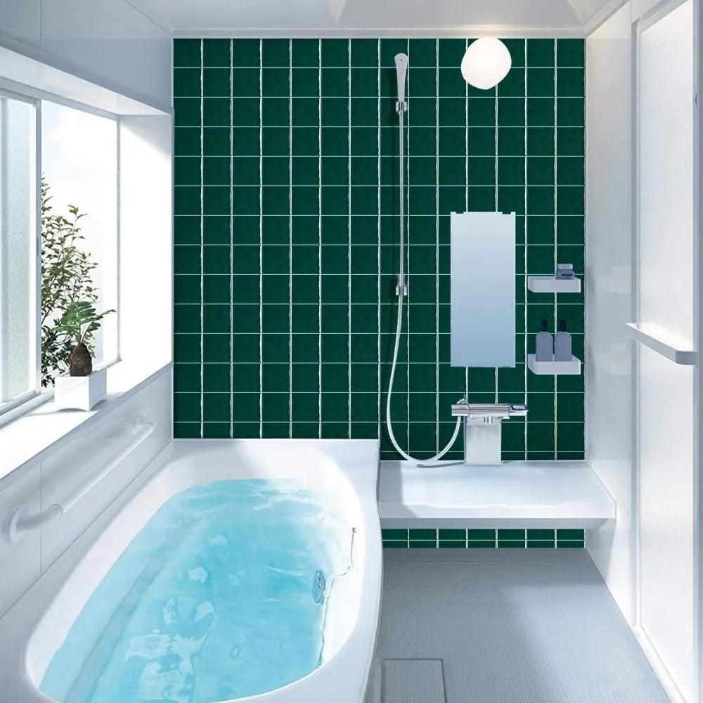 10Pcs European Square Kitchen Wallpaper Solid Color Self-adhesive Wall Stickers Oil-proof Waterproof Thickened Tile Stickers