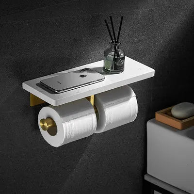 Bathroom Paper Holder Gold and White Marble Bathroom Paper Roll Holder Tissue Holder Box  Rack Toilet Paper Holder Tissue Boxes - Daisan Mart