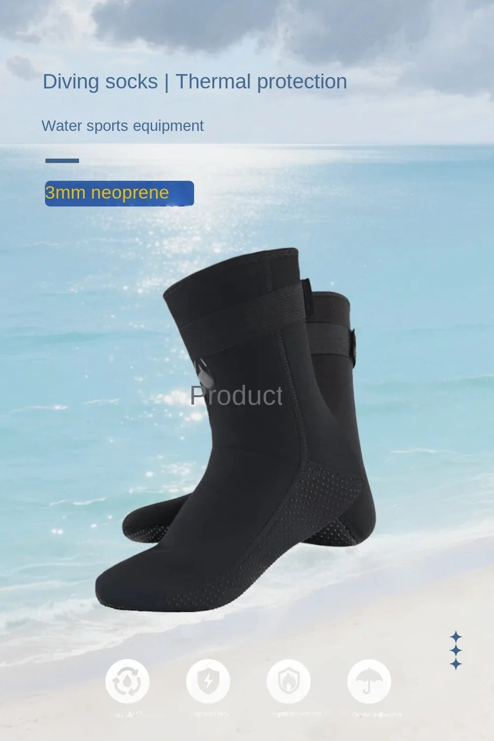 3mm Neoprene Socks Wetsuit Shoes Non Slip Surf Swim Fins Socks Warm Beach Boots for Snorkeling Diving Water Sports