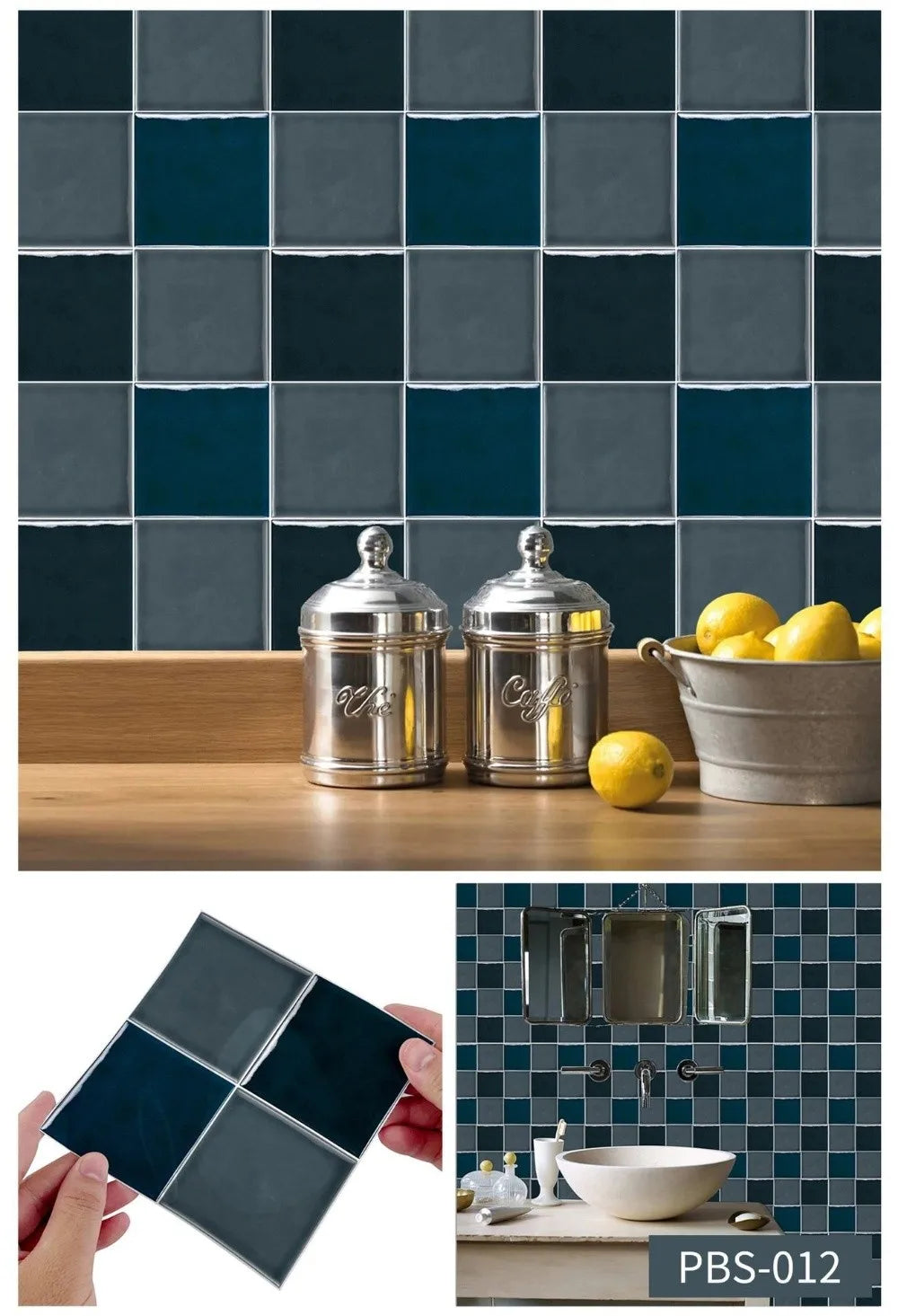10Pcs European Square Kitchen Wallpaper Solid Color Self-adhesive Wall Stickers Oil-proof Waterproof Thickened Tile Stickers