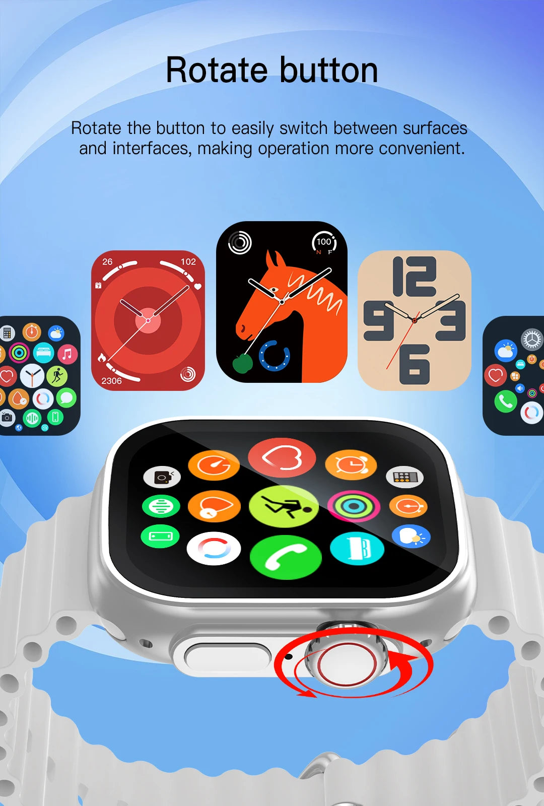 Đồng hồ thông minh 2.01 đo nhịp tim, huyết áp, tập luyện