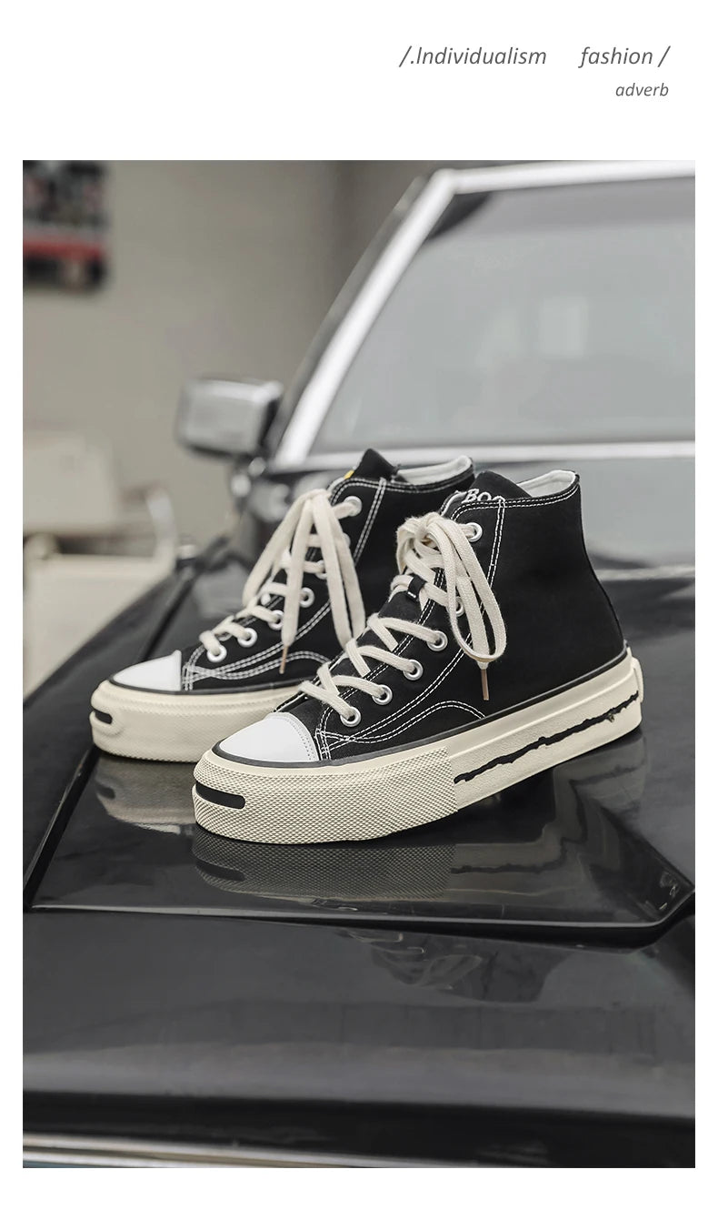 Giày Sneaker Nam Cổ Cao Phong Cách Đường Phố Xanh