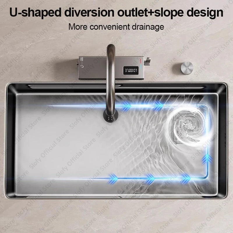 304 Stainless Steel Kitchen Sink Black Single Bowl Thickened Material Wear-Resistant Vegetable Workstation Drainage Accessories - Daisan Mart