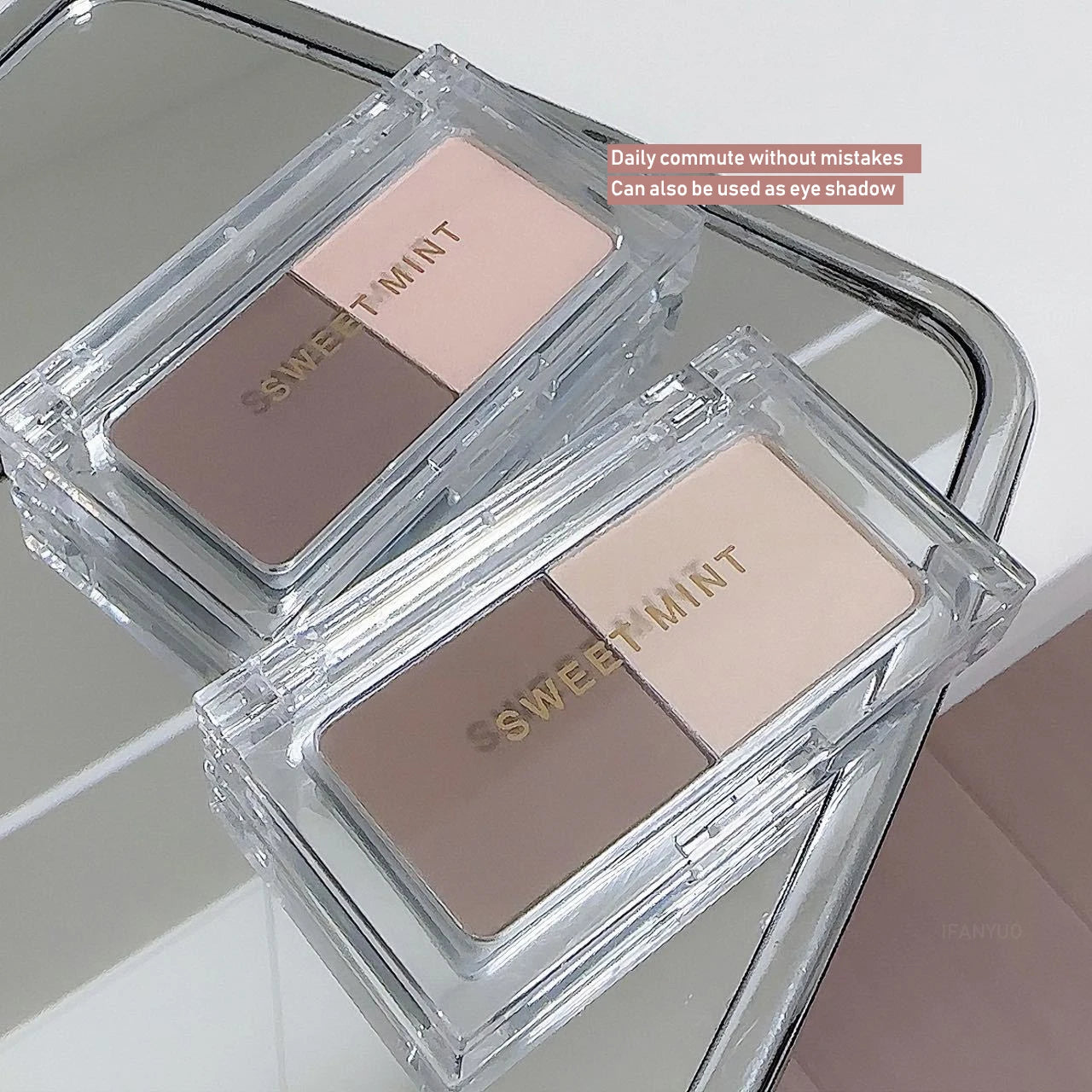 Two Colors Grey Nose Shadow Powder Matte Highlighting Contouring Platter Cheek Side V Face Matte Sculpting 2 in 1 Makeup Palette