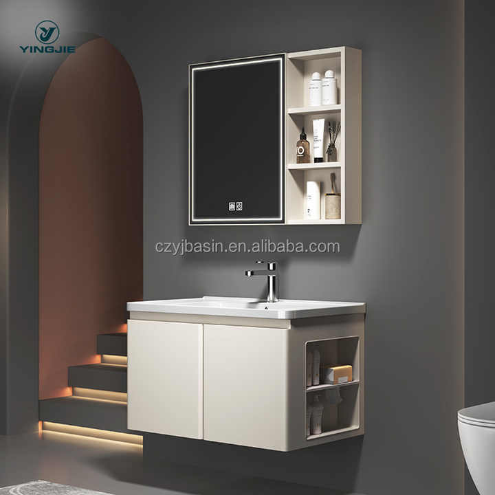 Modern PVC Bathroom Cabinet Waterproof Anti-Mold Wall Mounted Storage for Small Spaces 