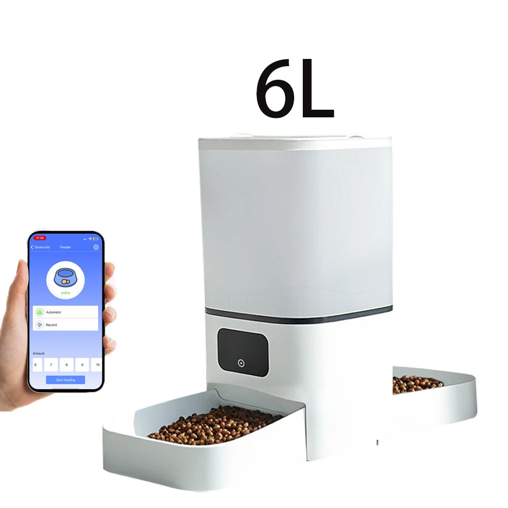 6L WIFI cat automatic feeder, double meal pet feeder, cat food dispenser that can feed 2 pets at the same time, dog feeder - Daisan Mart