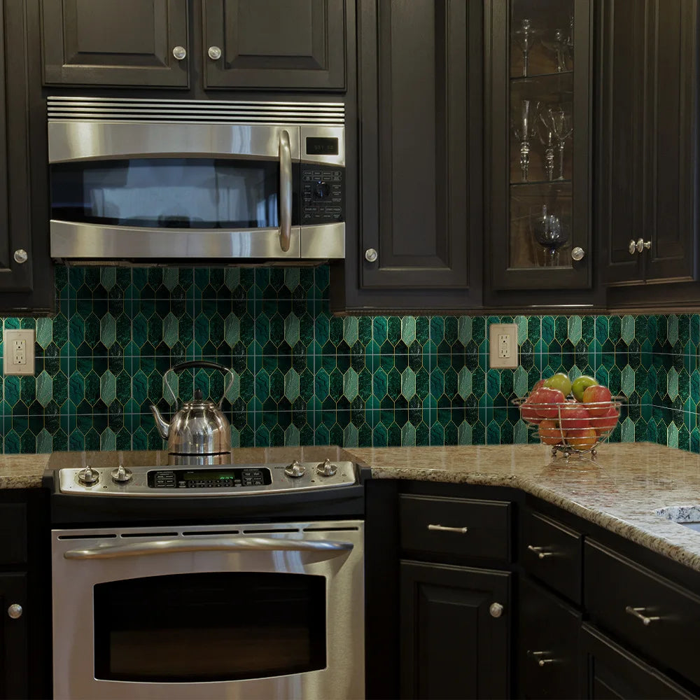 Waterproof Wallpaper 20 Pieces 3D Green Brick