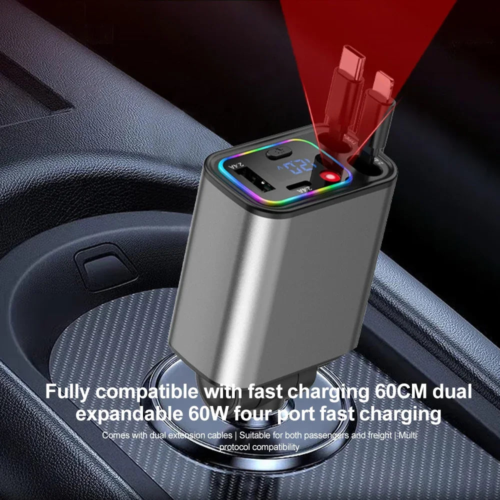 Sạc Nhanh Đa Năng 60W - Cáp Rút iPhone Android