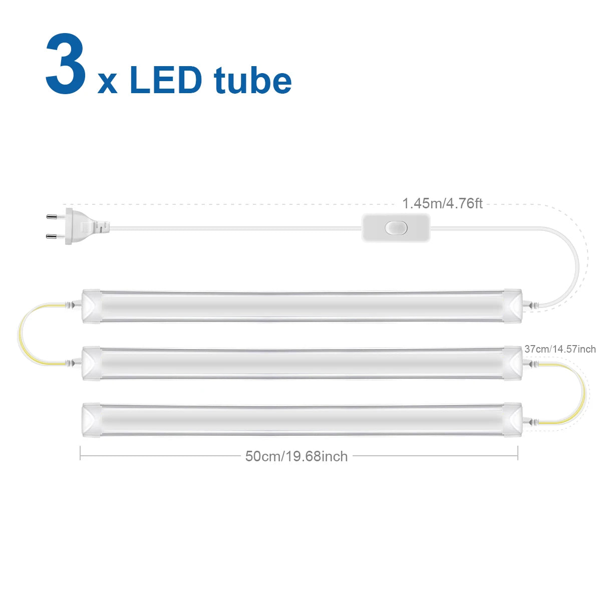 Super Bright T8 LED Light 50CM Aluminum Portable