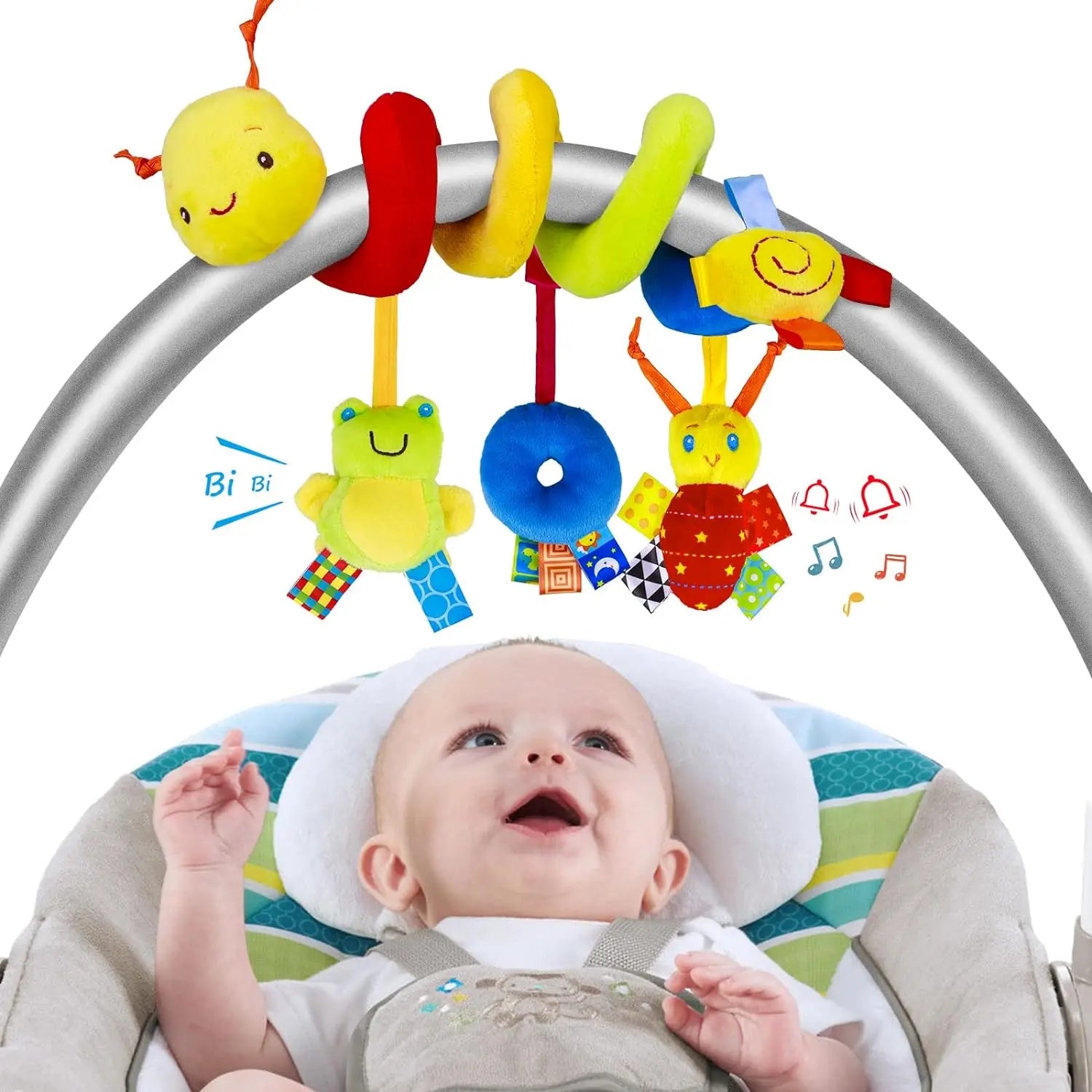 Soft twisting hanging toy for baby on stroller, car seat