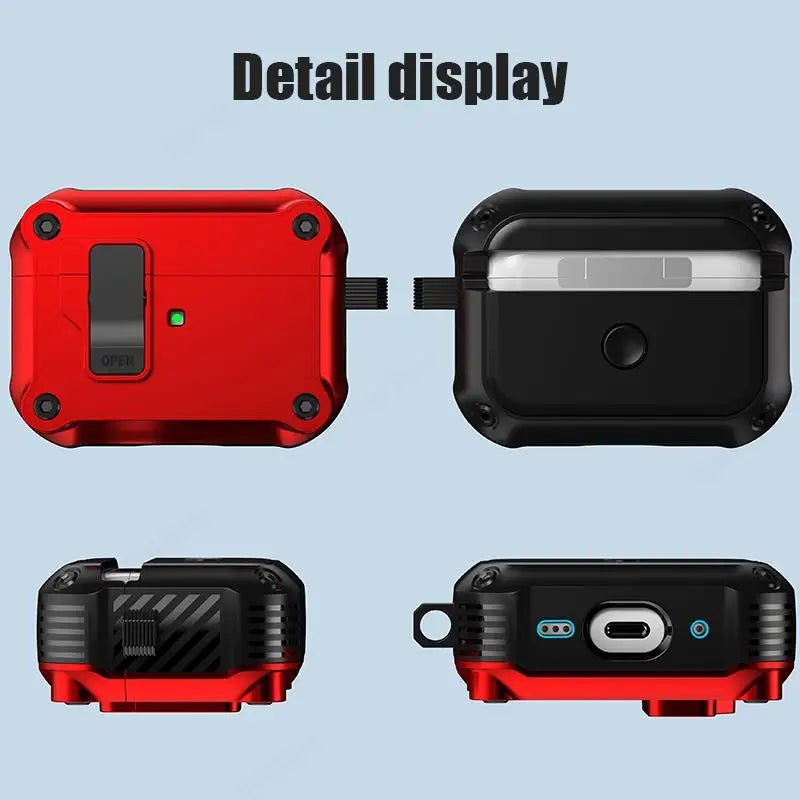 Security Lock Cover for AirPods Pro 3 2025 Case for AirPods Pro3 Pro 3rd Gen 2025 Cases Shockproof PC Headphone Fundas With Hook