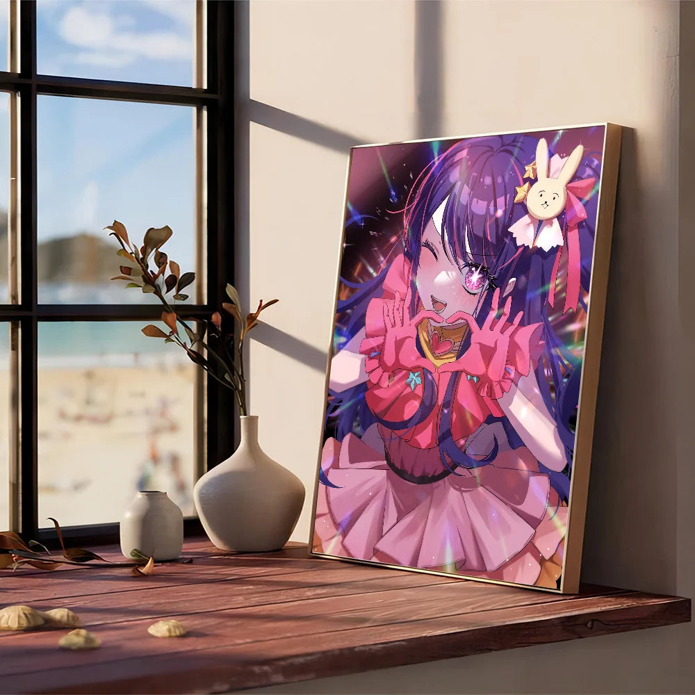 Japan Pop Anime Oshi No Ko DIY Sticky Poster Waterproof Paper Sticker Coffee House Bar Stickers Wall Painting