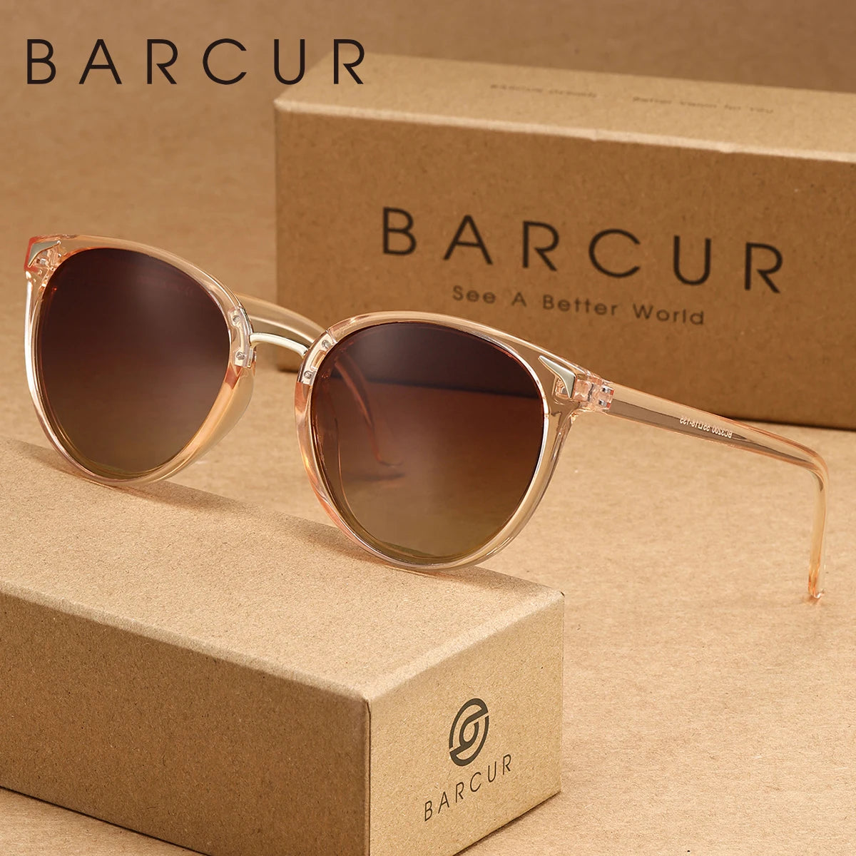 BARCUR 1pcs Women Sunglasses Optional Color Round Lens Lightweight Comfort Driving Casual Commute UV400 Polarized Sunglasses - Daisan Mart