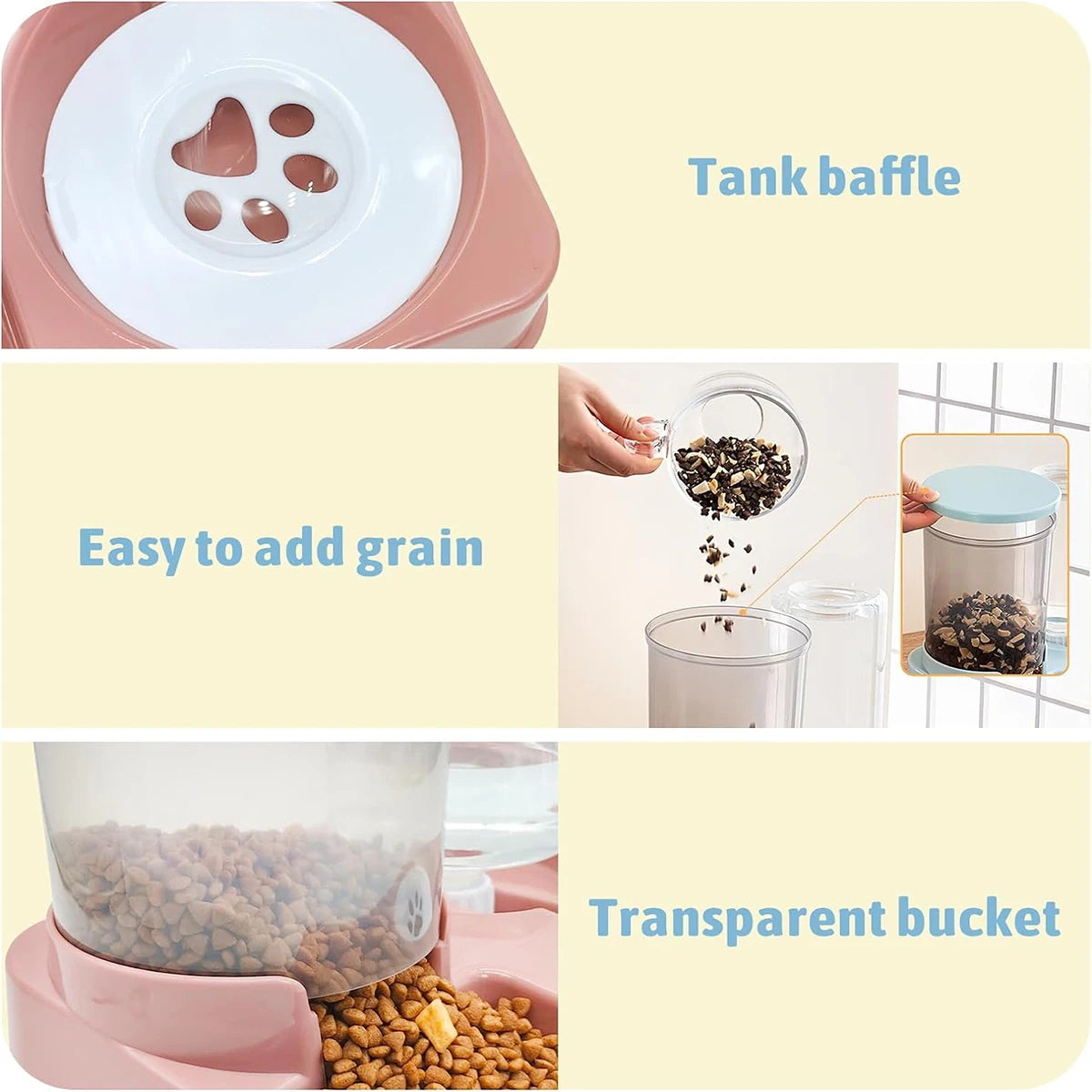 Automatic Cat Feeder Water Dispenser Set, 2 In 1 Tilted Automatic Pet Food And Water Feeder Gravity Food Feeder and Waterer - Daisan Mart