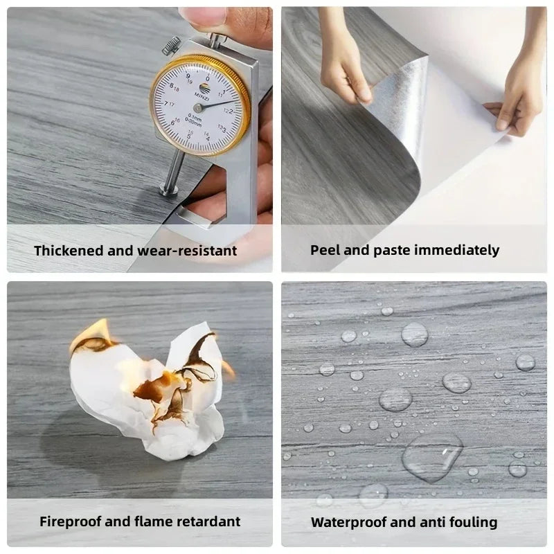 Self-adhesive Wood Grain Floor Stickers Peel &amp; Stick Indoor Wall and Floor Decoration Renovation Sticker Waterproof Wall Sticker