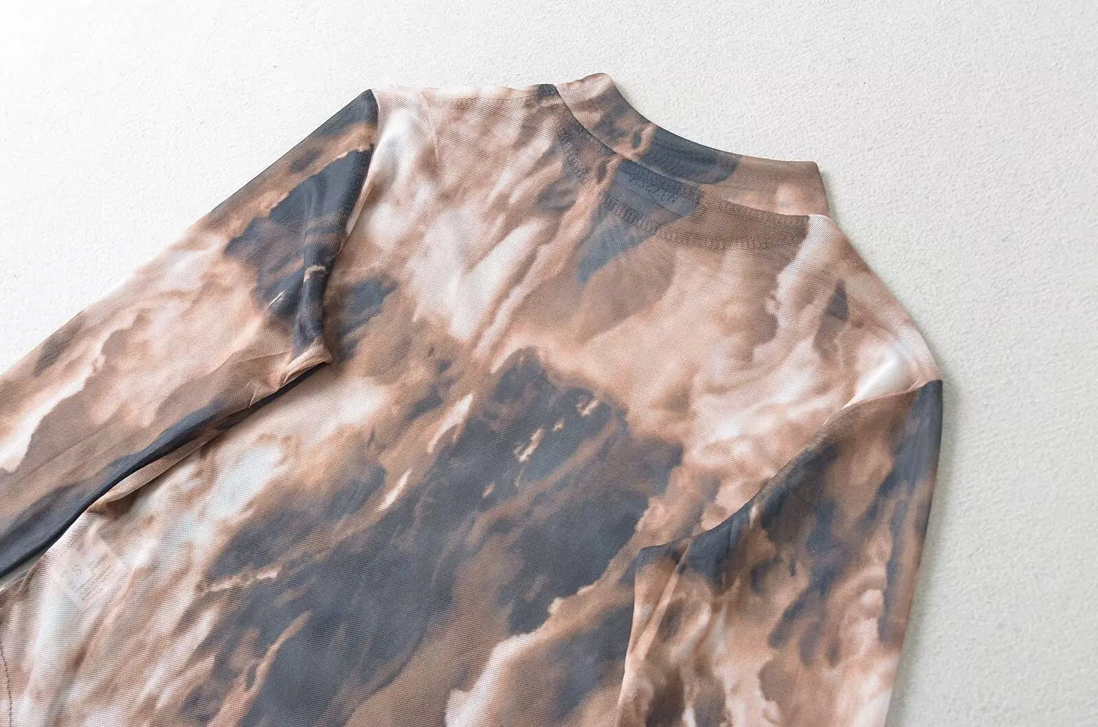 Sexy 2-Color Ombre Mesh Long Sleeve Bodysuit 2025