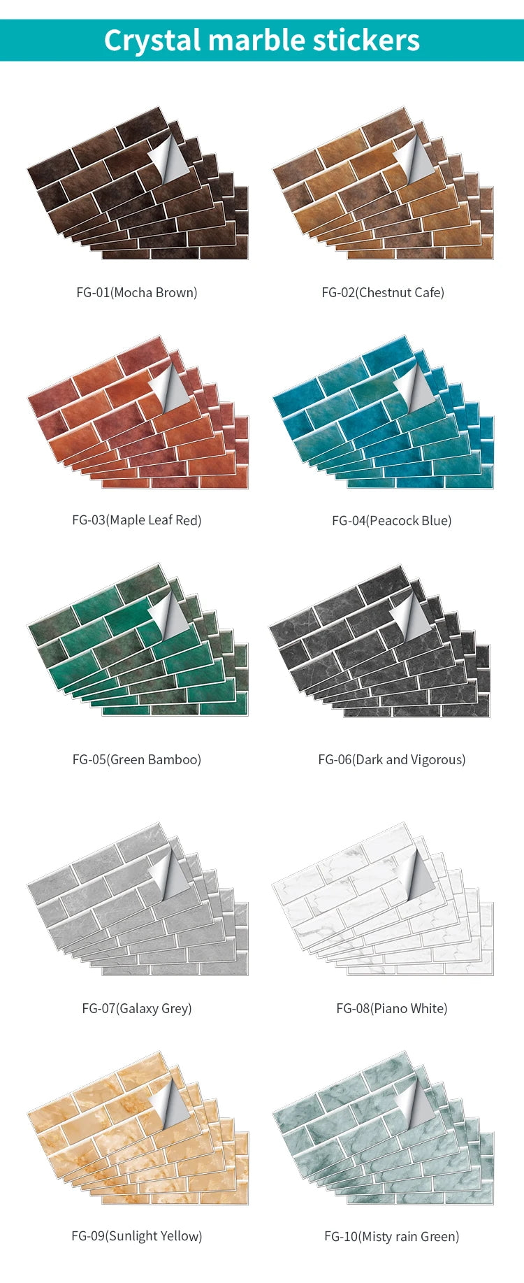 Gạch Dán Tường 3D Chống Thấm PVC Đa Sắc Nội Thất