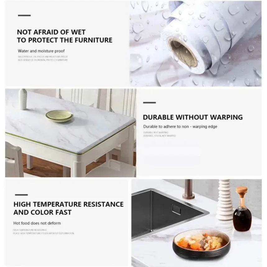 Giấy Dán Tường Đá Cẩm Thạch Chống Thấm Nhà Bếp