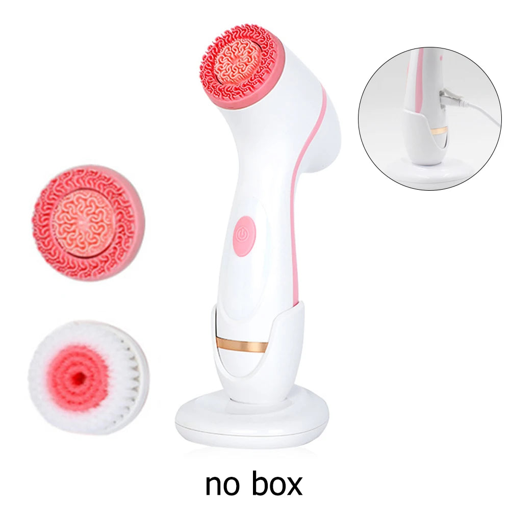 3-Head Ultrasonic Facial Cleanser for Deep Cleansing