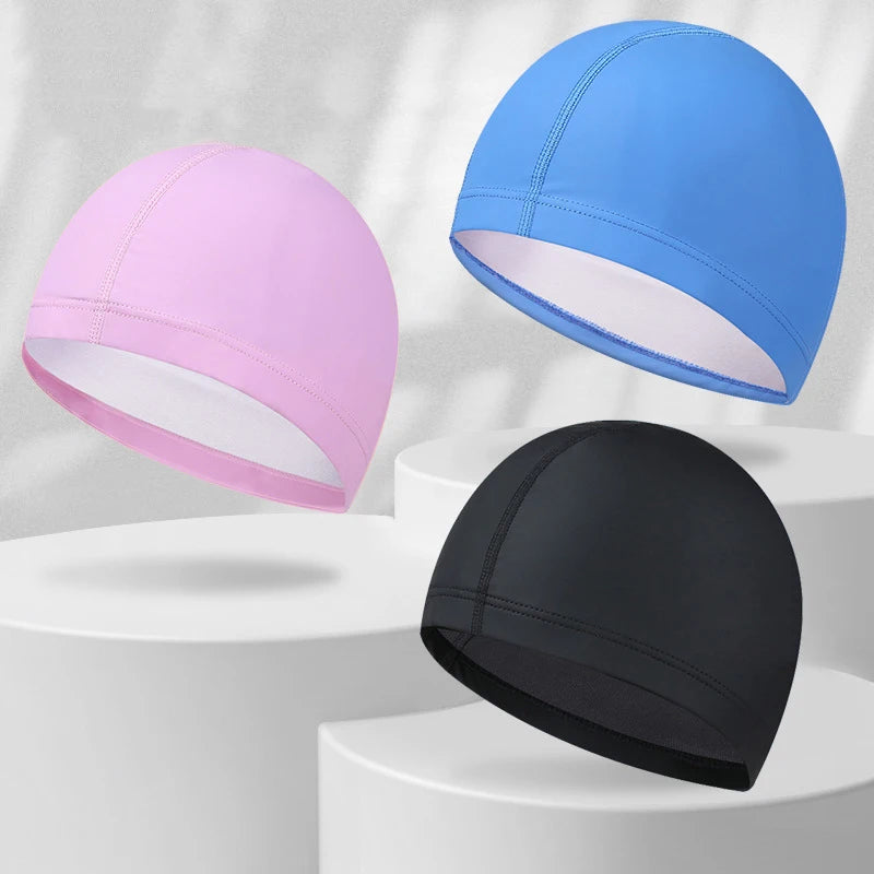 Mũ bơi Lycra co giãn in logo, đủ size cho bé & lớn