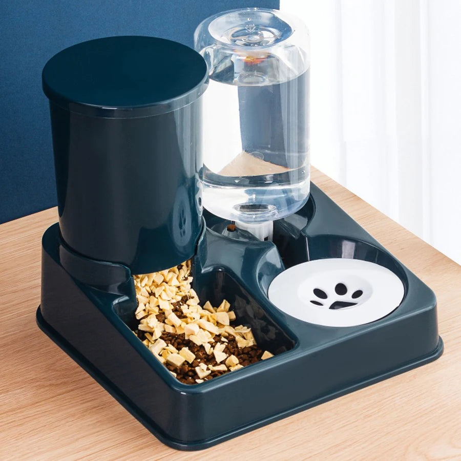 Automatic Cat Feeder Water Dispenser Set, 2 In 1 Tilted Automatic Pet Food And Water Feeder Gravity Food Feeder and Waterer - Daisan Mart