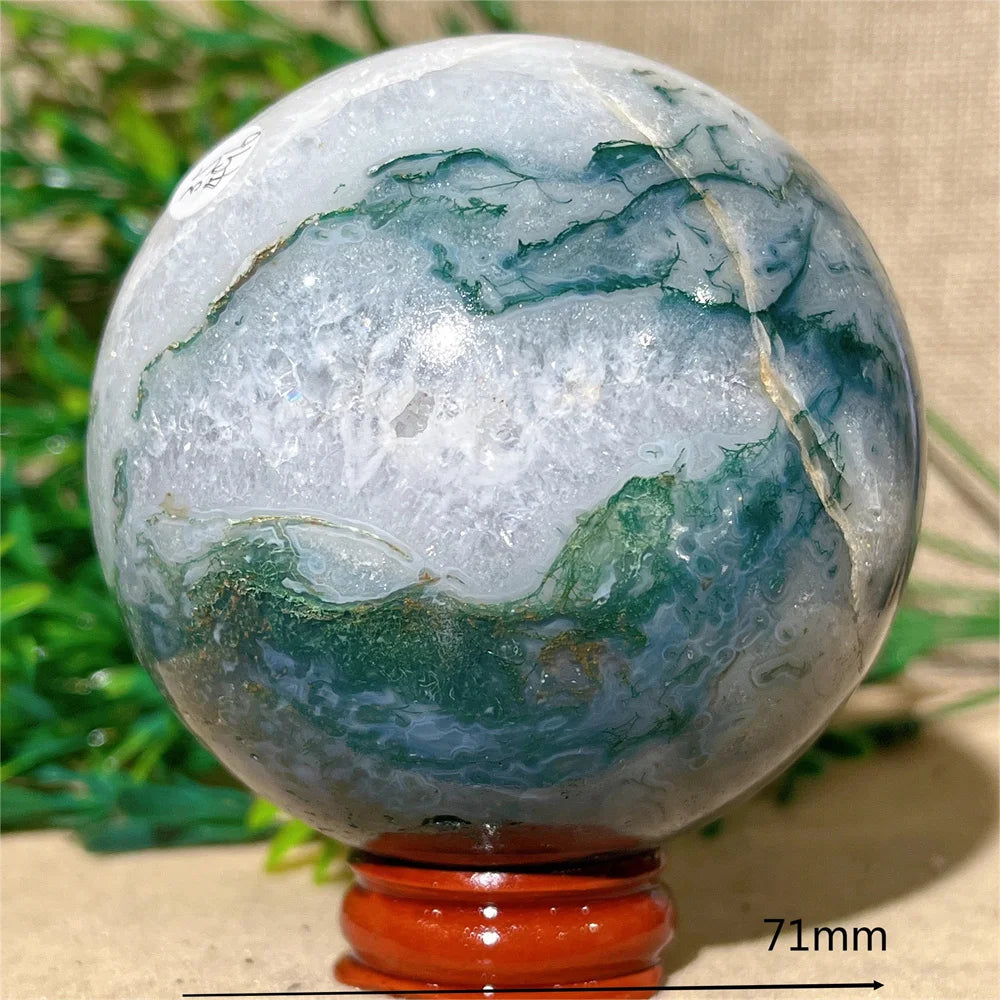 Moss Agate Ball - Spiritual Power &amp; Decoration