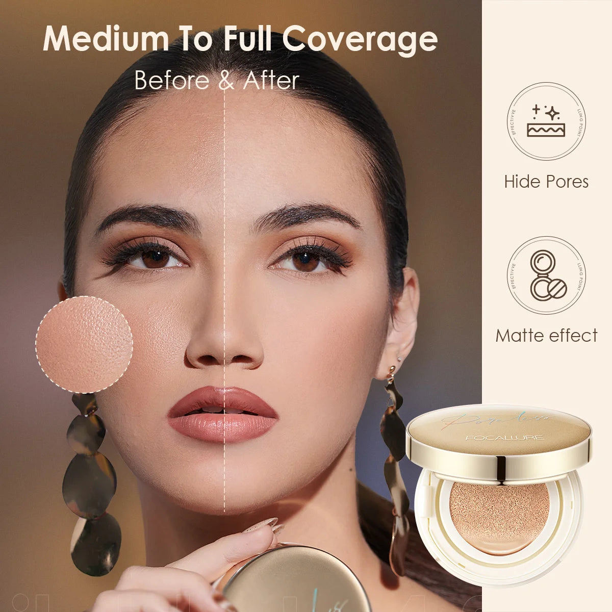 Đệm Nền FOCALLURE Mịn Lì Chống Thấm, Che Phủ Tối Ưu - Daisan Mart