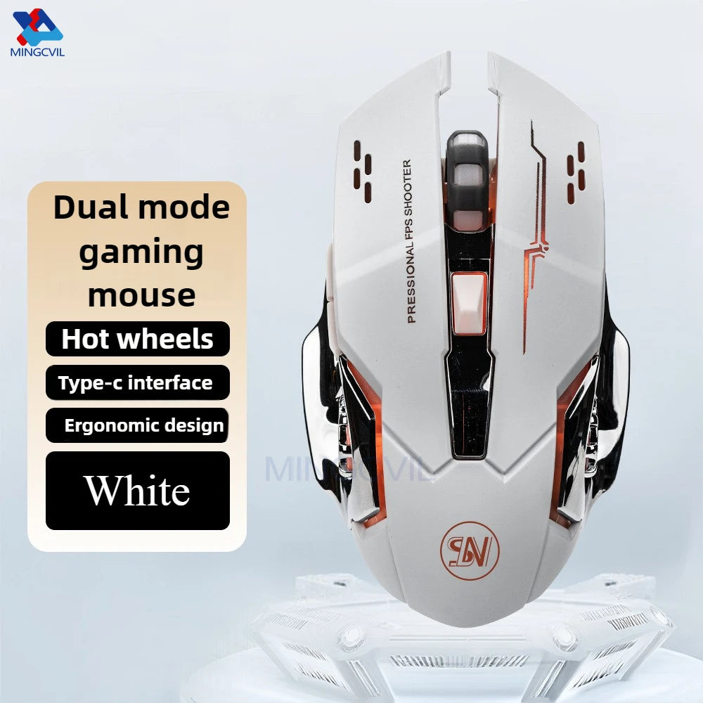 MINGCVIL Wireless Rechargeable Gaming Mouse with Color Changing LED Light