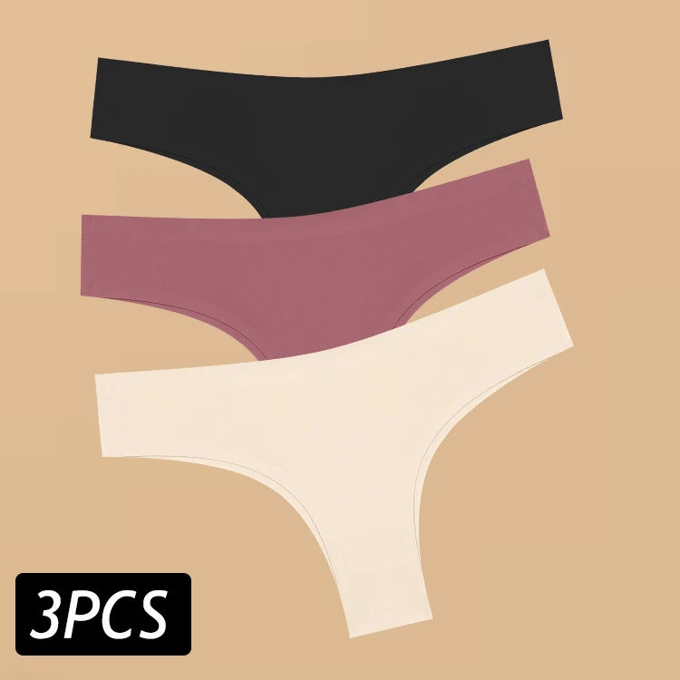 Set of 3 Sexy Ice Silk Low-Waist Ultra-Thin Women's Panties